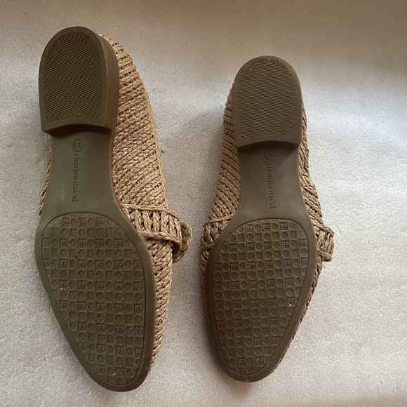 Charles David Shoes Womens Size 8.5 M Tan Finite Woven Raffia Bow Loafers Flats - Picture 5 of 9